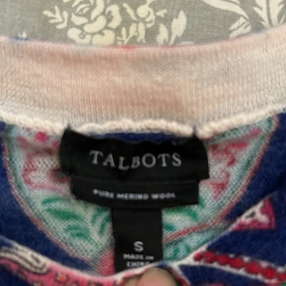 Talbots Pure Merino Floral Design Sweater Size S - Picture 3 of 4